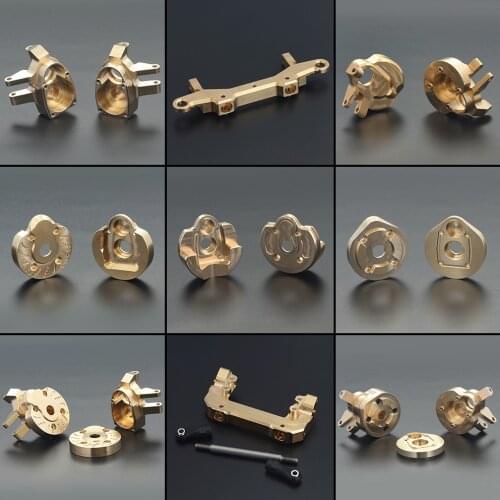 Brass Counter Weight Bumper Mount Steering Knuckles Portal Cover Plates for 1/10 RC Cwawler Axial Capra SCX10 III Upgrade Parts