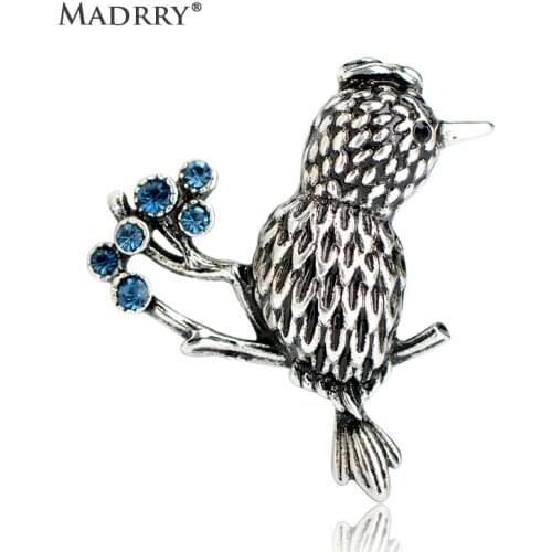 Madrry Vintage Bird Brooches For Women Kids Antique Gold Silver Color Broches Hijab Scarf Pins Sweater Coat Gorro Clip Joyas