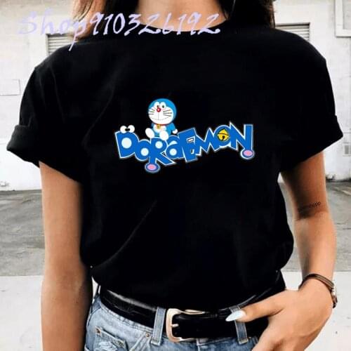 Kawaii T Shirt Women Printed Cute Cartoon Doraemon Shirt Tops Fashion Women Casual Short Sleeve Tees Graphic T-shirt Female