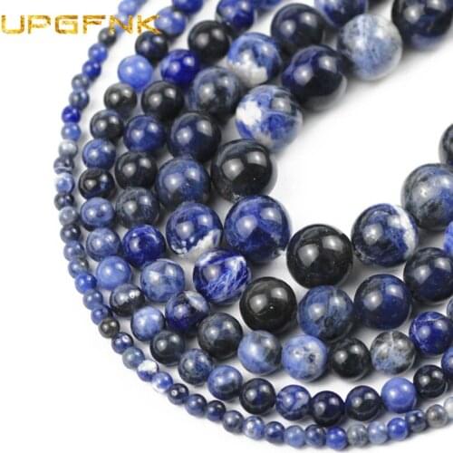Natural Stone Old Blue Sodalite 4/6/8/10/12 mm Round Loose spacer Beads For Jewelry Making Diy Bracelet Necklace accessories