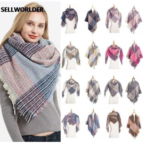 2020 NEW Women Plaid Winter Thickened two side Scarf Warm Fashion Square Scarves & Wraps