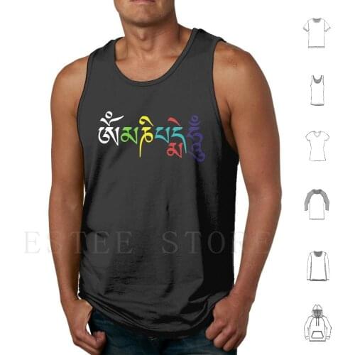 Om Mani Padme Hum-Buddhist Mantra Design Tank Tops Vest Cotton Buddhist Buddhism Buddha Mantra Enlightenment Buddhism