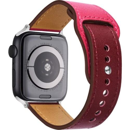 Genuine Leather Watchbands for iwatch watch band 4 5 6 44mm 42mm 38mm 40mm Series 3/2/1 Pink Red Color Strap