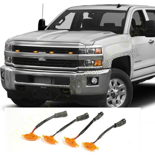 NEW For Chevrolet Silverado 2500 HD 2015-2019 Grille LED Light Raptor Grill Trim 4PCS car accessories
