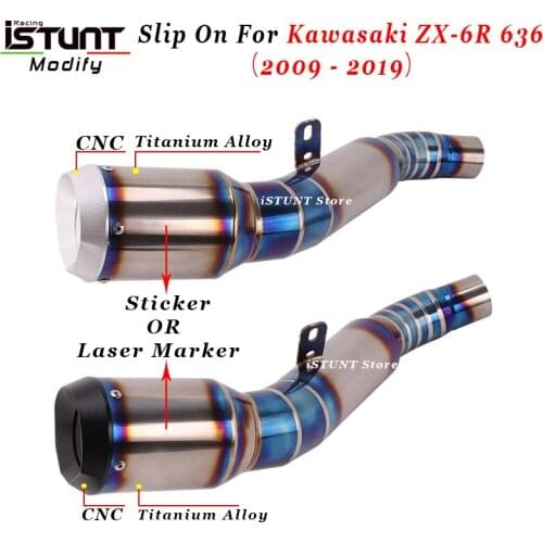 Slip On For Kawasaki ZX-6R ZX6R 636 2009 - 2019 Motorcycle Exhaust Escape Modified Titanium Alloy Middle Link Pipe CNC Muffler