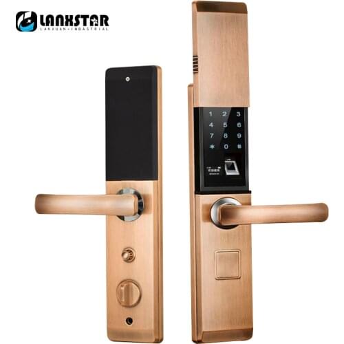 LANXSTAR Fingerprint RFID Card Password Keys APP 5 in 1 Smart Lock Slide Cover Anti-theft Door Lock Intelligent locks
