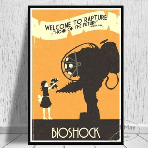Video Rapture Bioshock Game Retro Kids Gift Art Canvas Painting Wall Picture Home Decor Posters and Prints