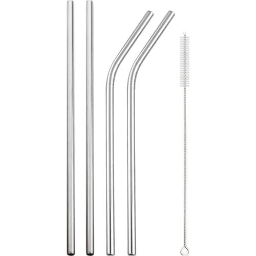 1/5Pcs Reusable Drinking Straw 18/10 Stainless Steel Straw Set Metal Colorful Straw Milkshake Tea Straws With Cleaner Brush Bag