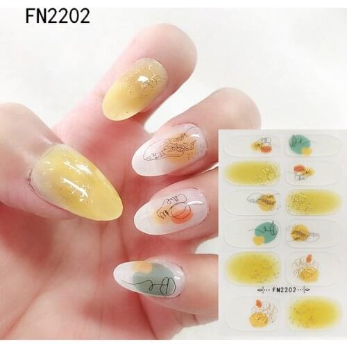 1 Sheet/14tips Nail Stickers Self Adhesive Nail Sticker Minimalist Design Nails Art Decoration Nail Strips Shiny decorations