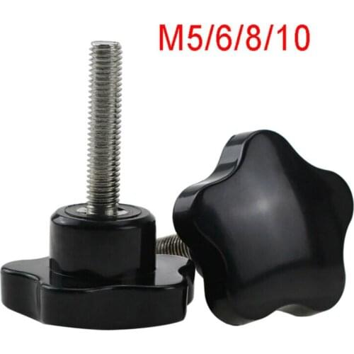 1Pcs M5 M6 M8 M10 Black Five Star Shaped Clamping Nuts Torx Hand Grip Knob Bakelite Screw Bolts For Industry Equipment