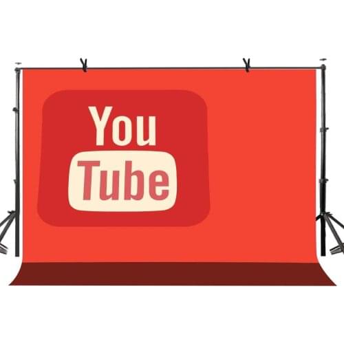 150x220cm YouTube Logo Backdrop Orange Shades YouTube Logo Photography Background for Camera Photo Props