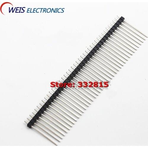 200pcs 2.54mm 1x40pin 1*40p single Row Pin Male Pin Header Connector copper pin length: 25mm 40pins Free Shipping
