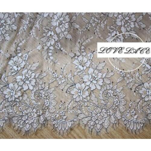 3M/Lot High Grade Width 150CM Embroidery Eyelash Lace Fabric DIY Wedding Dress Fashion Show Clothing Home Accessories