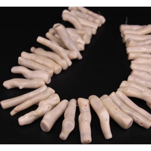 Large Size Natural White Bamboo Coral Top Drilled Branch Beads Charms,Long Coral Stick Pikes Tribal Necklace Pendants Jewelry