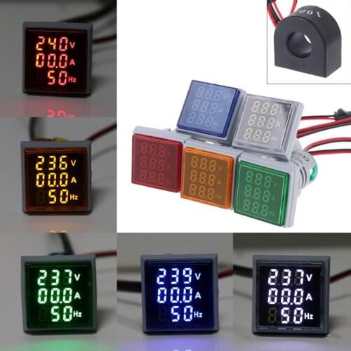 3in1 Digital Voltmeter Ammeter Frequency Panel Meter 0-100A Square Indicatort with CT