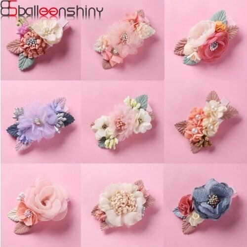 Balleenshiny Baby Hair Accessories Flower Crown Girl Hair Pins Lace Pearl Hairclips Children Beach Barrette Infant Side Pin