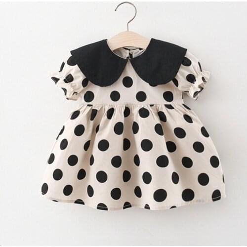 2021 Summer Girls Kids Princess Short Sleeve Dress Children Baby Infants Dot Polka Pleated Dresses Casual Vestidos