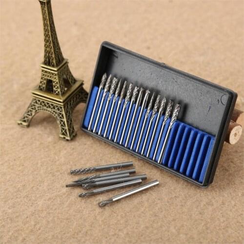 Dophee 20Pcs 3x3mm Tungsten Steel Solid Carbide Burrs For Dremel Rotary Burrs Tool Drill Die Grinder Carving Bit Kit