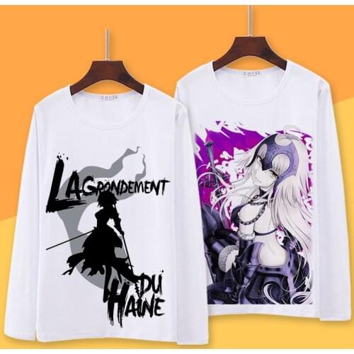 Fate Grand Order Cosplay T Shirt Jeanne d'Arc Spring Autumn Long Sleeve T-shirt fgo Saber Cartoon Top Tee Anime Cosplay Costume