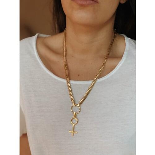 GULCE DERELI, VENUS SYMBOL CHARM, CHARM NECKLACE, CULT CHAIN NECKLACE, GIFT BOX, GOLD/SILVER PLATED