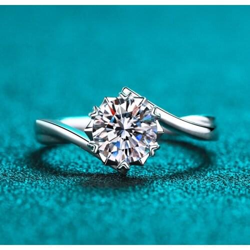 Inbeaut 925 Silver 1 ct Excellent Cut D Color Snowflake Moissanite Ring Pass Diamond Test VVS1 Moissanite Gift Engagement Rings