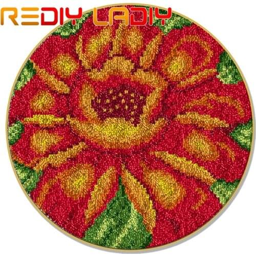 Latch Hook Rug Gold Sunflowers Crocheting Carpet Rug 100% Acrylic Yarn Sofa Cushion Mat Crochet Tapestry DIY Carpet Art & Crafts