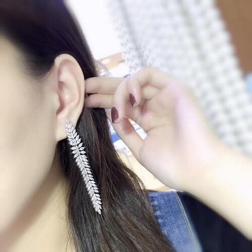 Olive branch leaf drop earring 925 sterling silver bling bling fine women jewelry free shipping