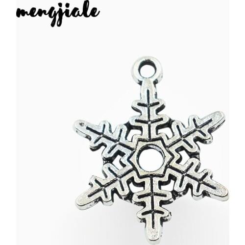 MENGJIALE Hot sell 20pcs/lot metal antique silver charms Snowflake charms pendant for necklace jewelry findings 23.5*18mm