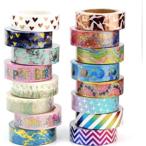 Mix 10pcs/lot Decorative Golden Foil Washi Tapes Paper DIY Scrapbooking Planner Adhesive Masking Tapes Kawaii Stationery