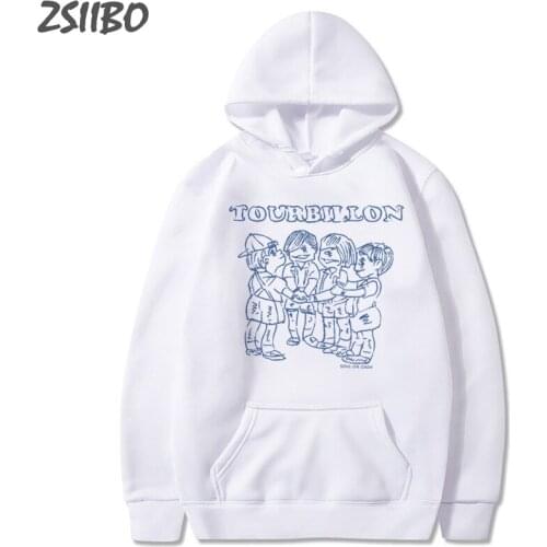 Males Sweatshirt Vintage BF Graffiti TOURBILION Harajuk Mens Hoodies Unisex Cartoon Funny Print Streetwear Loose Coat Couple