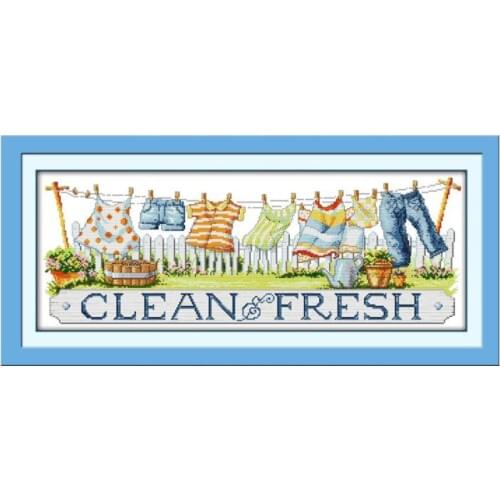 Drying the clothes cross stitch kit cartoon 14ct 11ct count print canvas stitching embroidery DIY handmade needlework