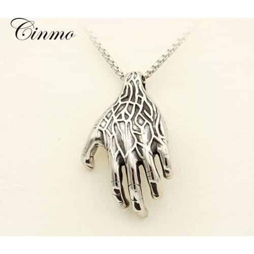 Cinmo Horrible Demon Hand Pendant Necklace Halloween Series Cool Stainless Steel Necklaces For Men Women Trendy Jewelry Gift