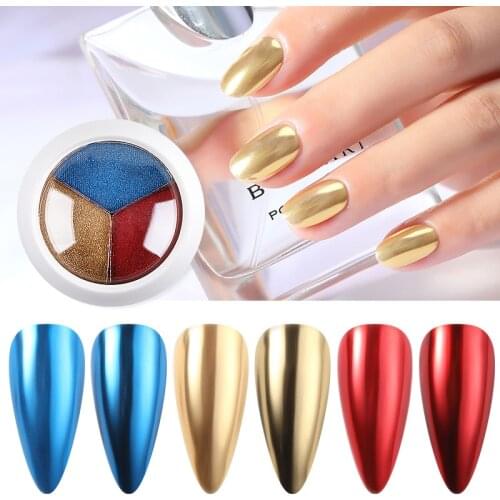 Mixed 3 Colors Mirror Nail Glitter Powder for Metal Effect Chrome Nail Art Powder Pigment DIY Manicure Nail Decorations Dust