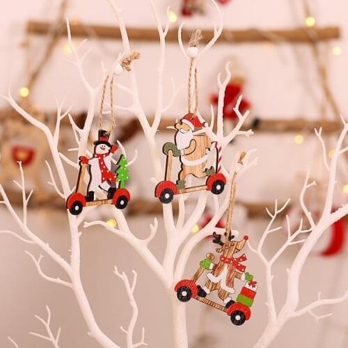 60 Sets Christmas Wooden Pendants Xmas Tree Ornament Santa Snowman Deer Pattern DIY Handmade Crafts Home Decor Wholesale K1