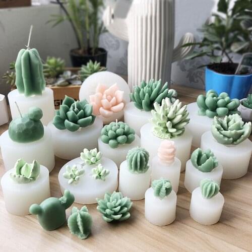 3D Cactus Succulents Silicone Mold For Jelly Chocolate Ice Making Cake Baking Gypsum Wax Concrete Candle Mould DIY Resin Art Too