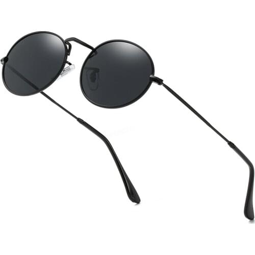 Classic Vintage Round Polarized Sunglasses Men Brand Designer Polaroid Sun Glasses Women Metal Frame Black Lens Eyewear Driving