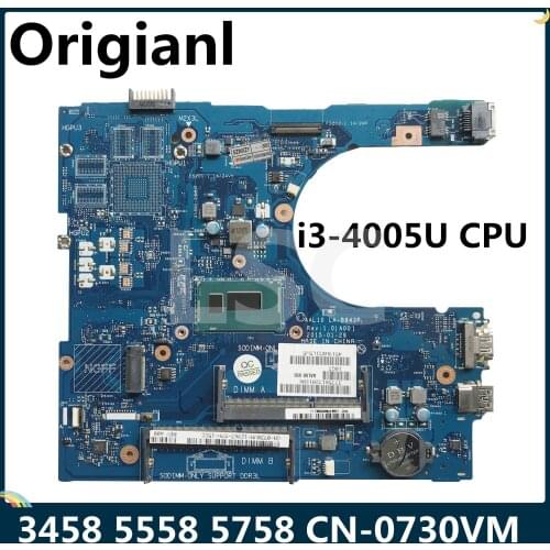 LSC For DELL 3458 5558 5758 Laptop Motherboard CN-0730VM 0730VM 730VM AAL10 LA-B843P DDR3L I3-4005U CPU