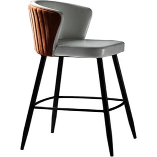 Modern Minimalist Stool Light Luxury Home Soft Back Bar Stool Wrought Iron Bar Table Leisure High Stool Furniture