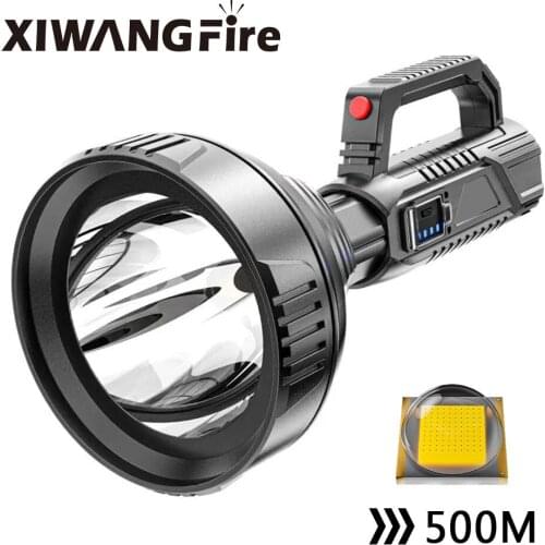 LED strong light long-range portable light USB rechargeable handheld searchlight flashlight outdoor camping built-in battery