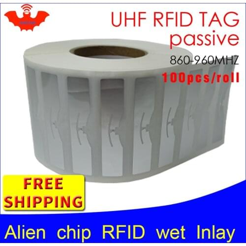 UHF RFID tag EPC 6C sticker Alien 9654 wet inlay 915mhz868mhz860-960MHZ Higgs3 100pcs free shipping adhesive passive RFID label