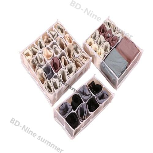 6/7/8/9/11/13/24 Grid Underwear Storage Box, Nylon Collapsible Underwear Bra Organizer, Wardrobe Compartment Drawer Storage Box