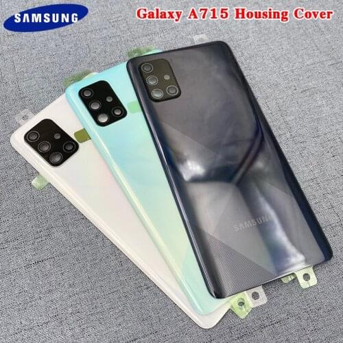 Battery Back Cover Door Housing Panel Case For Samsung A71 A715 5G SM-A7160 Camera Frame Lens With Logo Replacement Repair Parts