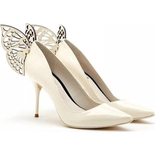 New Fashion Top Quality Women High Heel Shoes Back Butterfly Heel Elegant Lady Party Pumps Female Banquet Shoes