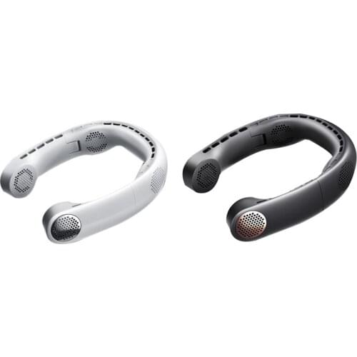 2 Pcs Mini Neck Fan Bladeless USB Rechargeable Mute Sports Fans Outdoor Xiaomi Ventilador, White & Gilt Grey