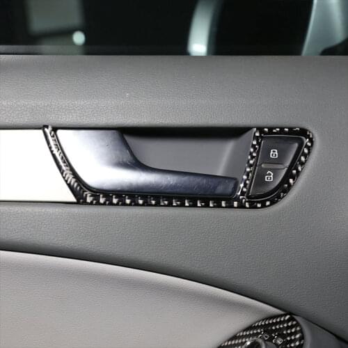 4 Pcs Soft Carbon Fiber Car Inside Handle Stickers For Audi A4L/A5 2009-2016 Accessories