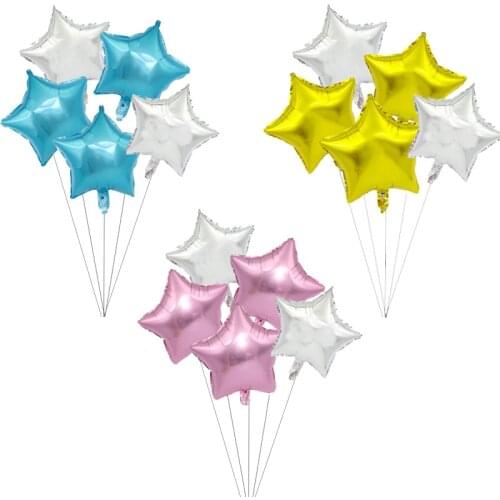 5Pcs 18inch Gold Silver Foil Star Balloon Inflatable Helium Baloon Baby Shower Childrens Birthday Party Balloons Kids Toys Gift