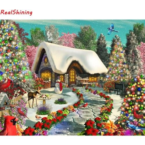 5D Diy Diamond Painting Cross Stitch full Square/round Diamond Embroidery Christmas Eve Snow House picture for room Decor H2410