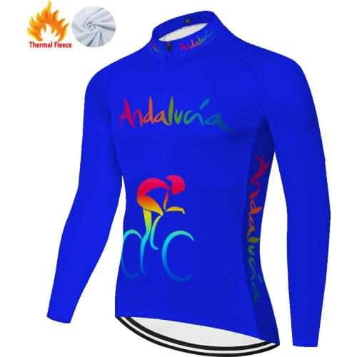 Andalucia Winter Thermal Fleece Uomo Hombre Maillot Manga Larga Camiseta Camisa Ciclismo Masculina Equipamento De Ciclismo