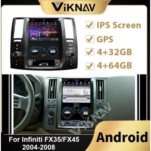 Car Radio GPS Navigation Vertical Screen for Infiniti FX35 FX45 2004-2010 Android Auto Audio Stereo Receiver Multimedia Player