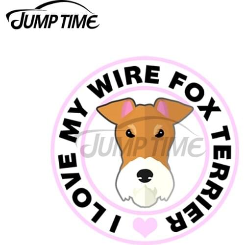 JumpTime 13 x 13cm For Love My Wire Fox Terrier Car Stickers and Decals Creative Scratch-proof Window Family Decoration